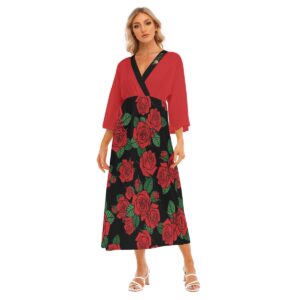 La Rosenda Red Top | Women's Mid-Sleeve Long Dress