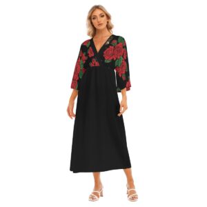 La Rosenda Black | Women's Mid-Sleeve Long Dress