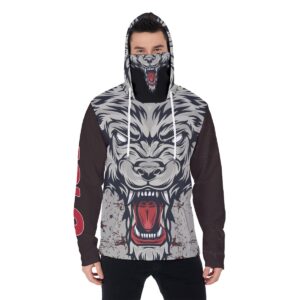 MALO GRAY LOBO | Men's Pullover Hoodie With Mask